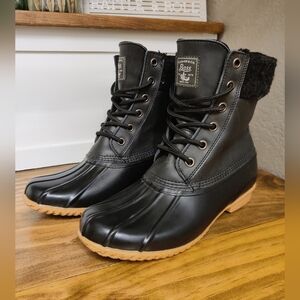 Black Leather GH Bass & Co Harlequin Women's Duck Boots